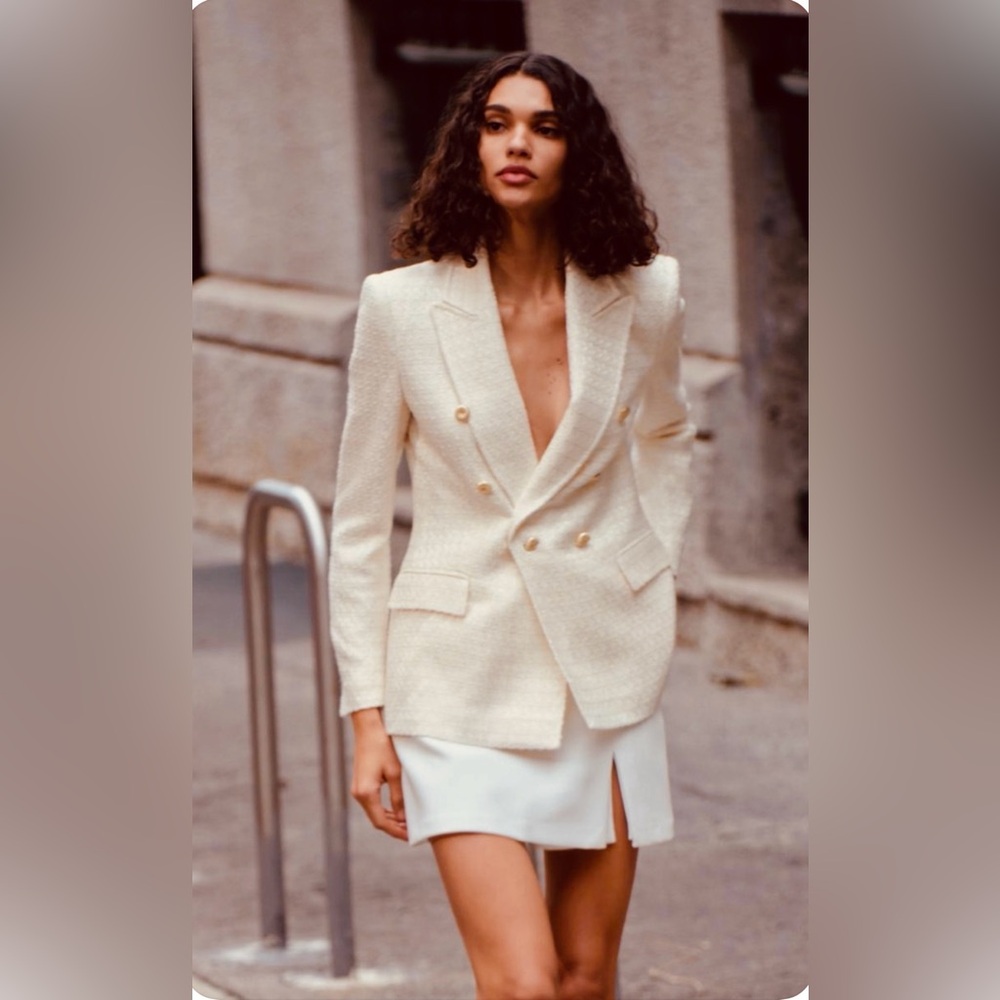 Zara Cream Double-Breasted Blazer